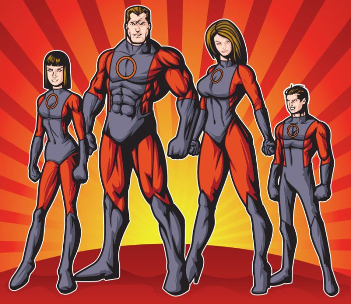 Famille super héros, équipe agence web
